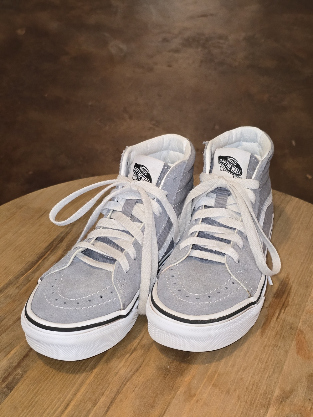 VANS Sk8-Hi High Top Sneakers Grey White Kids Size 1.5